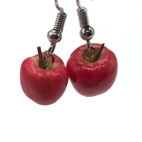 These cute apple earrings are indiviually sculpted from clay by an experienced artist and and not just resin poured into a mold. The earring posts are made of silver Bubble Wrap Roll, Cookie Birthday Party, Apple Earrings, Fresh Fruits, Funky Jewelry, Dry Clay, Rose Earrings, Red Apple, Color Set