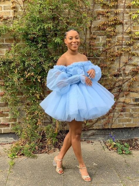 Tull Dress Outfit, Puff Tulle Dress, Silk And Net Dress, Short Cute Dresses Parties, Cute Dresses For Birthday Party, Short Dress With Ruffles, Tulle Dress Black Women, Birthday Dresses With Sleeves, Short Puff Dress