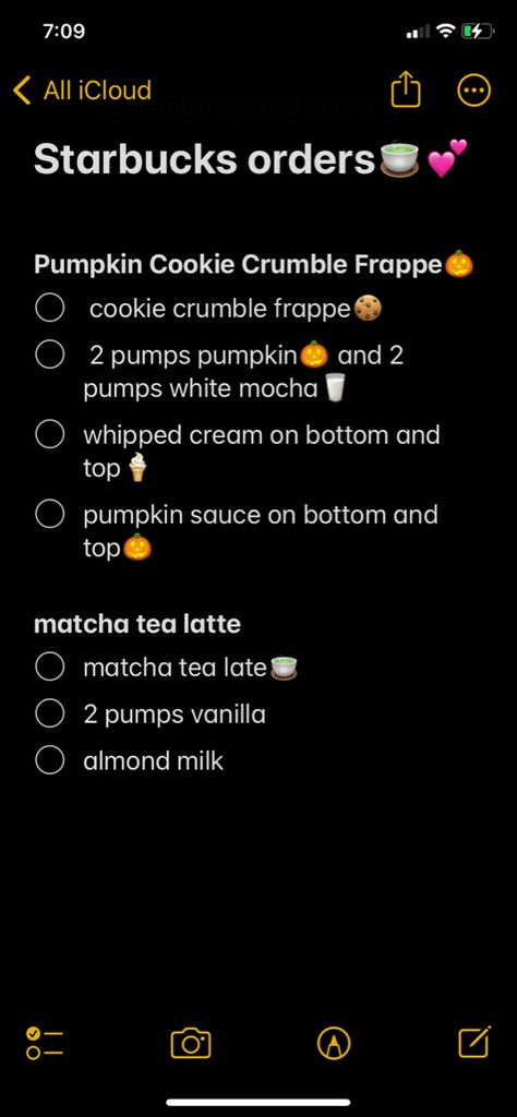 -pumpkin cookie crumble frappe -matcha tea latte Pumpkin Cookie Crumble Frappe, Pumpkin Cookie Crumble Starbucks, Cookie Crumble Starbucks, Pumpkin Frappe, Matcha Tea Latte, Starbucks Orders, Cookie Crumble, Starbucks Coffee Drinks, Pumpkin Sauce