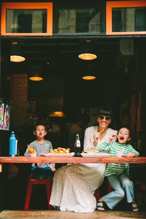 thrice cooked fries, for our ties and fries. Urban Family Pictures, Urban Family Photos, Best Fries, Naomi Davis, Lower East Side Nyc, Candid Family Photography, Love Taza, Indoor Family, City Shoot