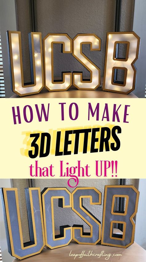 Learn how to make 3d letters with a Cricut machine that light up! Use any letters or monogram to make DIY decor or party decorations or you can also use the files to make shaker 3d box letters or numbers. One 3d Letters Diy, Light Letters Diy, Ancient History Projects, 3d Letters Diy, Large Metal Letters, Box Letters, How To Make Letters, Light Up Box, 3d Alphabet