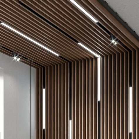 Ceiling Baffles Reception Desk Decor Custom Wood Wall Wood Slat Panel With Lights - Etsy Lighted Wall Panels, Accent Wall To Ceiling, Wood Ceiling Office, Reception Desk Decor, Walnut Slat Wall, Acoustic Ceiling Design, Wood Panel Lighting, Wood Ceiling Ideas, Wood Ceiling Panels