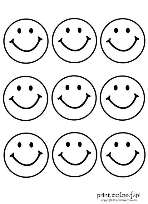 9 happy faces | Print. Color. Fun! Free printables, coloring pages, crafts, puzzles & cards to print Smile Face Printable, Smile Coloring Page, Face Coloring, Emoji Coloring Pages, Happy Emotions, Emotion Faces, Face Template, Calendar Book, Happy Faces