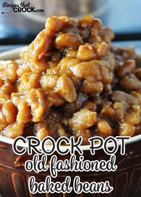 These Old Fashioned Crock Pot Baked Beans are a simple made-from-scratch recipe that is delicious! Old Fashioned Baked Beans Recipe, Grandma Browns Baked Beans Recipe, Beans In Crock Pot, Old Fashioned Baked Beans, Crock Pot Baked Beans, Beans Recipe Crockpot, Bake Beans, Baked Beans From Scratch, Baked Beans Crock Pot