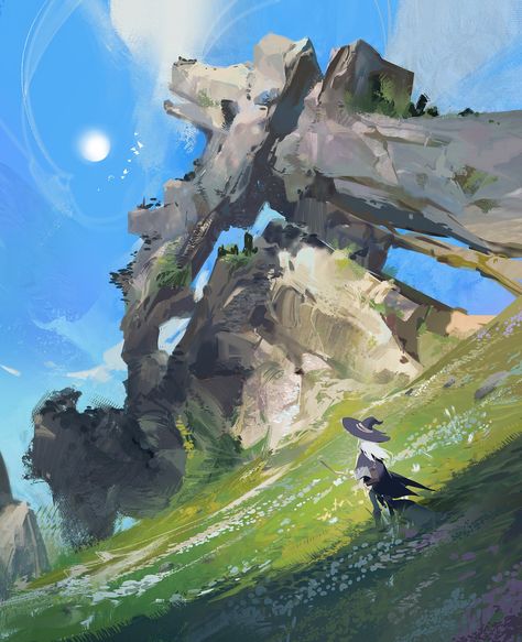 ying yi on Twitter: "Happy birthday Elaina!… " Environment Painting, Landscape Concept, Landscape Background, Fantasy Places, Environment Art, Landscape Drawings, Fantasy Art Landscapes, Art Landscapes, Background Art