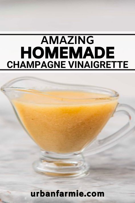 Made with classic ingredients, this dressing is quick and easy to prepare and adds a light and refreshing touch to any salad. With its tangy and sweet flavor, this Champagne Vinaigrette is the perfect finishing touch to elevate your salads to a whole new level. Whether you're enjoying a light lunch or hosting a fancy dinner party, this champagne vinaigrette is sure to impress. So why settle for store-bought dressings when you can easily make this delicious dressing right at home? Prosecco Vinegar Dressing, Light Vinaigrette Dressing, Vinegrette Recipes Easy, Champagne Dressing Recipe, French Vinaigrette Dressing, Italian Vinaigrette Dressing, Champagne Vinaigrette Dressing, Champagne Vinegar Salad Dressing, Champagne Vinaigrette Salad