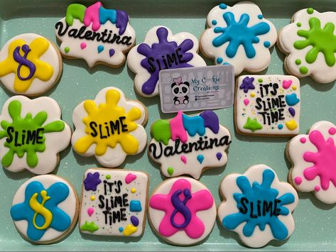 Slime Party Cupcakes, Slim Birthday Party Ideas, Slime Cookies Decorated, Slime Party Cake Ideas, Slime Themed Birthday Cake, Slime Themed Birthday Party, Slime Birthday Party Ideas, Slime Birthday Cake, Slime Party Ideas