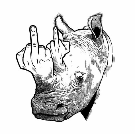 Rhino Tattoo, Surrealism Drawing, Funny Laptop Stickers, Animal Caricature, Gangsta Tattoos, Sketchbook Art Journal, Tattoo Flash Art, Graphic Tshirt Design, Animal Sketches