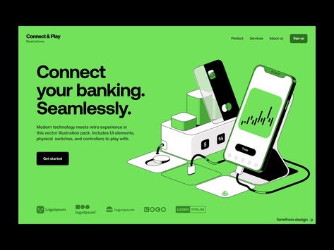 Connected Banking - Illustration by Dmitrii Kharchenko for FormFrom on Dribbble Business Graphics, Graphic Design Website, Isometric Design, Isometric Illustration, Web Layout, Vector Illustration Design, Banking, Landing Page, Global Community