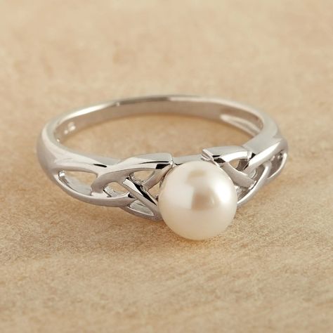 UNICEF Market | Celtic Pearl Ring - Celtic Tradition Pearl Cocktail Ring, Ladies Choice, Celtic Traditions, Cultured Pearl Ring, Silver Pearl Ring, Delicate Features, Jewelry Studio, Diamonds And Gold, Vintage Pearls