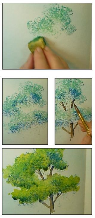 Paint Trees, Drawing Trees, Watercolour Techniques, Tree Tutorial, Painting Trees, Drawing Hair, Watercolor Tutorial, Watercolor Tutorials, 수채화 그림