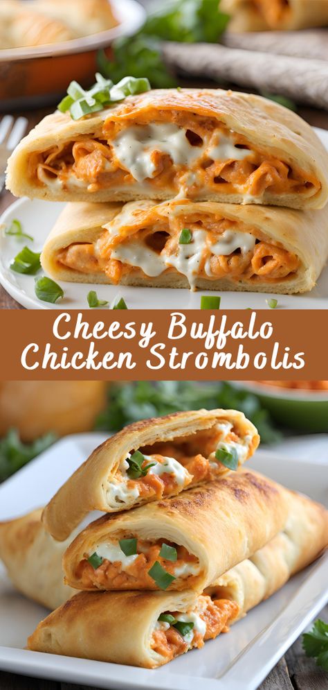 Cheesy Buffalo Chicken Strombolis | Cheff Recipes Buffalo Chicken Cupcakes, Buffalo Chicken Hand Pies, Buffalo Chicken Filling, Buffalo Chicken Stuffed Bread, Buffalo Chicken Calzone Recipe, Buffalo Chicken Garlic Bread, Cheesy Buffalo Chicken Lasagna, Recipes With Buffalo Chicken, Fun Dinner Ideas For Couples