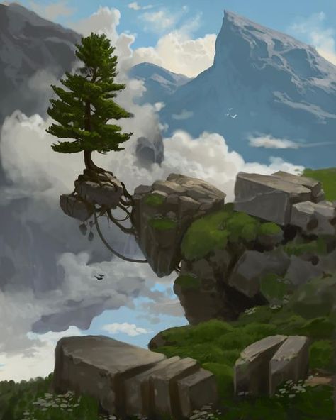 Floating Mountains Fantasy Art, League Of Legends Scenery, Floating Island Concept Art, Floating Island Landscape, Fantasy Floating Islands, Floating Island Art, Floating Islands Fantasy Art, Air Kingdom, Island Concept Art