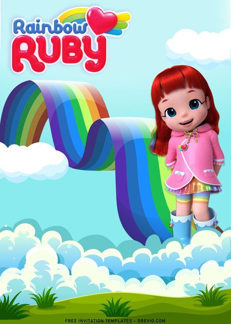 Ruby Birthday Theme, Rainbow Ruby Birthday Theme, Rainbow Party Theme, Ruby Rainbow, Rainbow Ruby, Complete The Story, Rainbow Theme Party, Daughter's Birthday, Free Invitation Templates