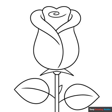 Printable Rose Template, Rose Colouring Pages, Rose Template Free Printables, Rose Coloring Pages Free Printable, Simple Rose Outline, Rose Flower Outline, Simple Rose Drawing, Flower Drawings With Color, Rose Outline Drawing