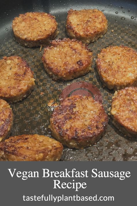 There are a lot of vegan breakfast sausages available at the grocery store these days, but if you like to cook, try making your own. This recipe is the best! It’s so good and easy to make! The texture of the sausage made with vital wheat gluten is really nice and the addition of bulgur wheat gives the sausage patties a texture reminiscent of the real thing, but it’s vegan and all Vegan Lentil Sausage Patties, Vegan Bulgur Wheat Recipes, Lentil Breakfast Sausage, Vegan Sausage Patties, Vegetarian Sausage Recipes, Alkaline Protein, Vegan Breakfast Sausage Recipe, Vegan Breakfast Sausage, Vegan Sausage Recipe