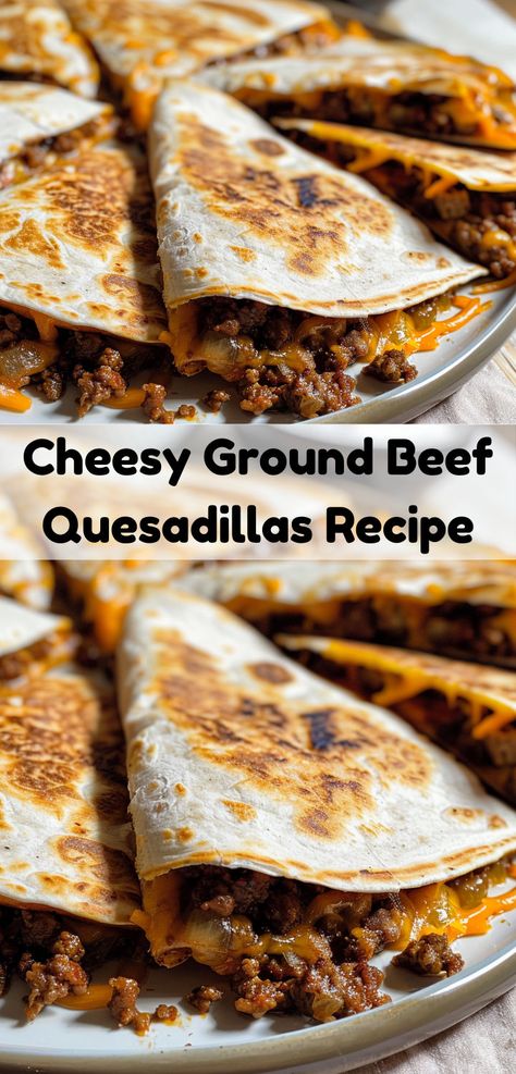 Simple cheesy ground beef quesadillas for lunch or dinner! Beef Goulash Recipes, Goulash Recipes Easy Ground Beef, Enchiladas Ground Beef, Casserole Recipes Ground Beef, Rotel Dip With Ground Beef, Cream Cheese Recipes Dinner, Puff Pastry Recipes Dinner, Taco Recipes Ground Beef, Ground Beef Crockpot Recipes