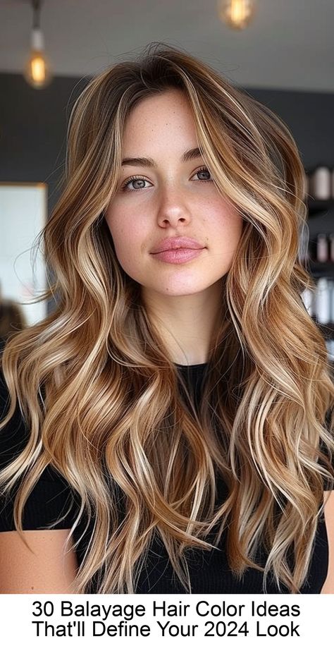 Trending Balayage Hair, Honey Golden Balayage, Brunette Hair Dimension Highlights, Light Brown Hair With Blonde Highlights And Lowlights, Long Hair Caramel Highlights, Lived In Light Brown Balayage, Balyage Hair 2024, Brunette With Honey Highlights, Balyage Long Hair Brunette To Blonde