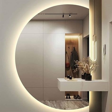 Amazon.com: Wall Mirror for Bathroom , Large Half Circle Wall Mirror, 3 Color Backlit Bathroom Mirror, Dimmable Dressing Mirror, Decorative Vanity Mirror for Entryway Living Room, 33*47in/84*120cm ( Color : Left : Home & Kitchen Half Mirror Wall, Half Circle Mirror, Large Circle Mirror, Half Mirror, Circle Wall Mirror, Mirror For Entryway, Backlit Bathroom Mirror, Bathroom Large, Conservatory Dining Room