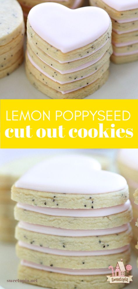 Sprinkle Cutout Cookies, Cookie Recipe To Decorate, Best Iced Cookie Recipe, Roll Out Cookie Dough Flavors, Lemon Roll Out Cookies, Cookie Recipes For Cutouts, Best Cookie Cutout Recipe, Lemon Poppyseed Desserts, Lemon Sugar Cookies Cutout