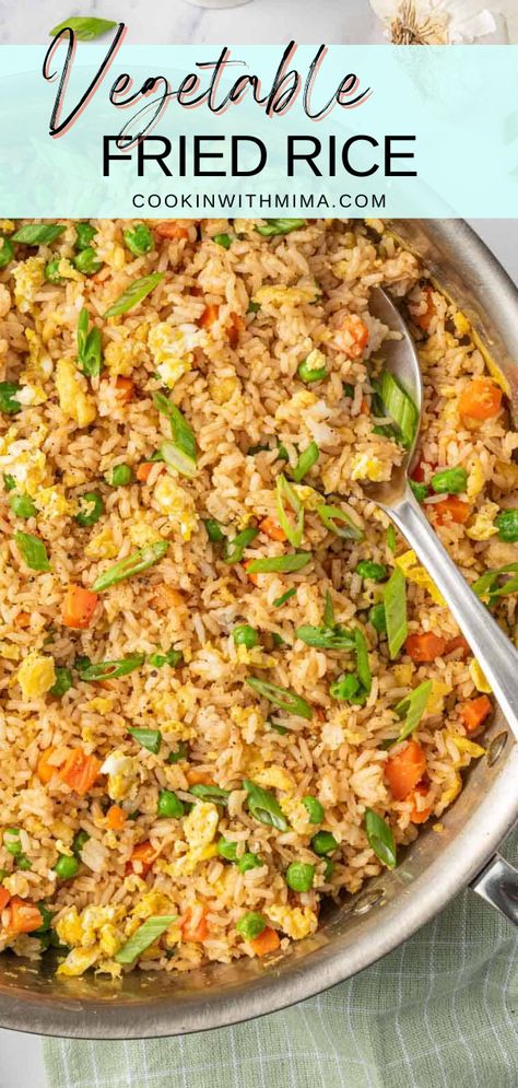 This Vegetable Fried Rice recipe is made with simple ingredients and provides fantastic flavor! This fried rice is super easy to make, comes together in under 30 minutes, and is the perfect side to serve with any Asian main dish. So ditch the takeout and try this tasty dish today! One Pot Rice Meals, Vegetable Fried Rice Recipe, Vegetarian Fried Rice, Rice Meals, Veggie Fried Rice, Making Fried Rice, Chinese Vegetables, Pasta Side Dishes, Vegetable Fried Rice