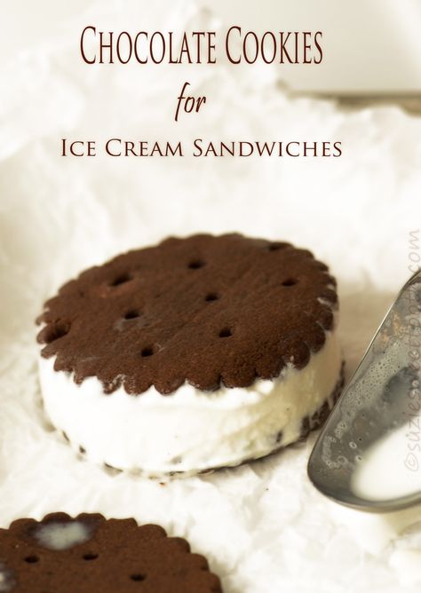 Cookies For Ice Cream Sandwiches, Homemade Ice Cream Sandwiches Cookie, Ice Cream Cookie Sandwich Recipe, Homemade Ice Cream Sandwiches, Ice Cream Sandwiches Recipe, Ice Cream Maker Recipes, Ice Cream Cookie Sandwich, Ice Cream Sandwiches, Chocolate Wafers