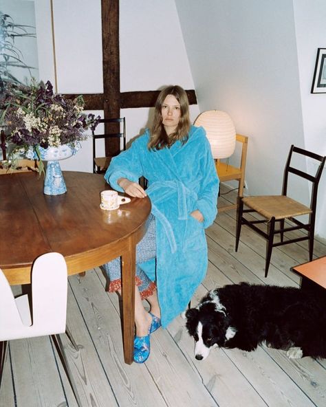 Caroline Bille Brahe on Instagram: “Home with skat in @teklafabrics bathrobe 👀❤️” Bathrobe Aesthetic, Caroline Bille Brahe, Caroline Brasch, Caroline Brasch Nielsen, Tekla Fabrics, Summer Study, Online Wedding Dress, Strike A Pose, Day Off