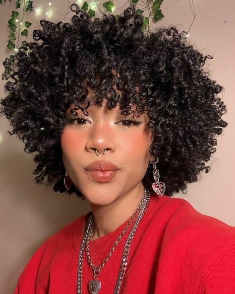 Short Natural Hairstyles With Bangs, Short Deva Curl Haircut, Curly Haircut Black Women, Short Curly 3c Hair, Curly Cut Black Women, Short Coily Haircuts, Curly Fro With Bangs, Coily Hair Hairstyles Short, Coily Short Hair