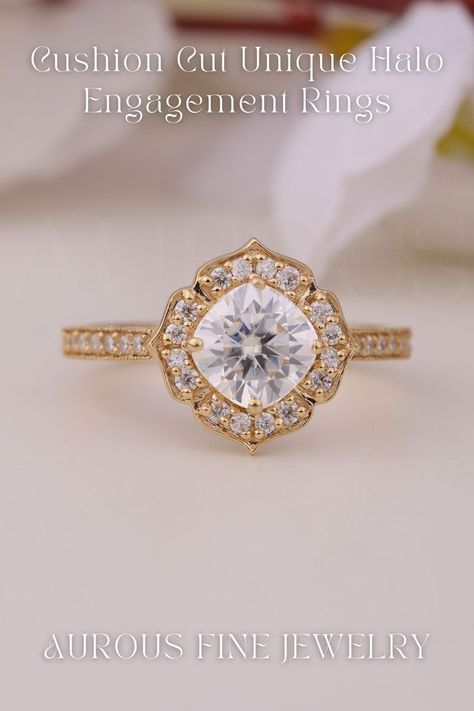 Gift her timeless beauty with our Vintage Cushion Diamond Engagement Ring 💍✨. A perfect Christmas surprise that blends classic charm with romance! 🎄💖 "Customization Possible" For customizing exceptional rings, contact us at hello@aurousfinejewelry.com #engagementring #cushionweddingring #vintagediamondring #halloweenjewelryaesthetic #christmasproposalrings #christmasjewelrygiftrings #USA #USD #minimalistgolddiamondring #weddingjewelryandaccessories Cushion Diamond Engagement Ring, Engagement Ring Christmas, Unique Engagement Rings Halo, Christmas Gift Ideas For Women, Diamond Engagement Rings Cushion, Christmas Surprise, Gift Ideas For Women, Ring Settings, Cushion Cut Engagement Ring