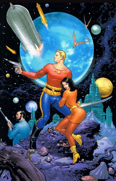 Flash Gordon Frank Cho, Arte Nerd, Scifi Fantasy Art, Flash Gordon, Sci Fi Comics, Classic Sci Fi, 80s Cartoons, Pulp Art, Valerian