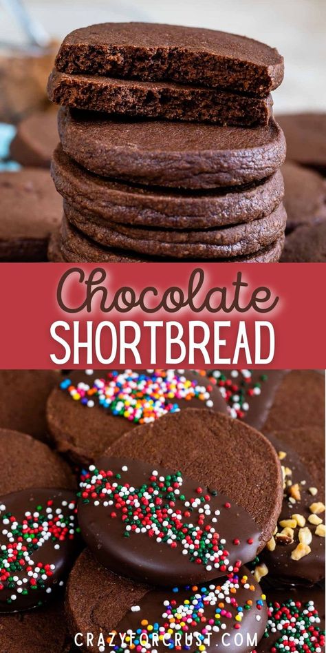 Chocolate Short Bread Cookies, Chocolate Shortbread Cookies Recipes, Traditional Shortbread Recipe, Valentine Baking, Chocolate Dipped Shortbread, Mmm Cookies, Embossed Cookies, Shortbread Cookies Easy, Chocolate Shortbread