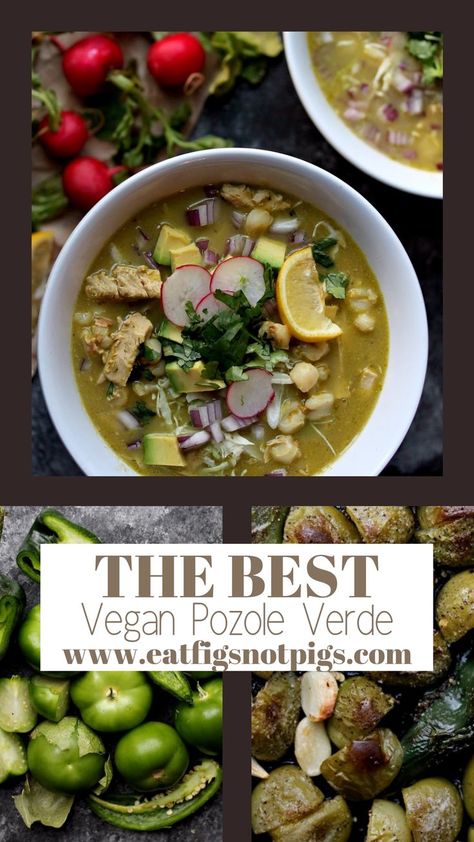 Vegan Pozole Verde Vegan Pozole Recipe, Vegan Pozole, Easy Vegetarian Dinner Recipes, Vegan Table, Mexican Things, Pozole Verde, Pozole Recipe, Vegetarian Dinner Recipes, Plant Eater