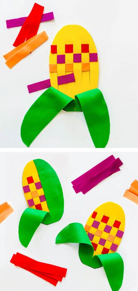 You can make this fun fall Indian corn weaving felt toy for your pre-schooler or kinder in minutes! Fantastic fine motor skill and pattern-making practice! via barley & birch Calico Corn, Corn Craft, Craft For Preschool, Fall Crafts For Toddlers, Preschool Fine Motor Skills, Weaving Craft, Preschool Fine Motor, Fall Crafts For Kids