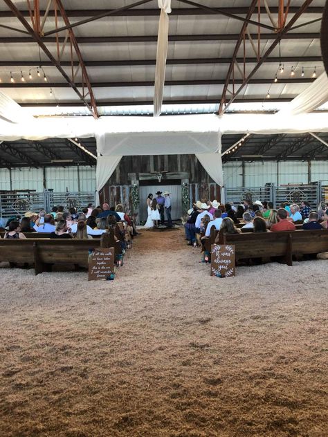 Cowboy wedding, rodeo, arena, venue Rodeo Arena Wedding, Rodeo Wedding Ideas, Horse Arena Wedding, Arena Weddings, Rodeo Wedding, Wedding Personal Touches, Bud Wedding, Rodeo Arena, Fall Country Wedding