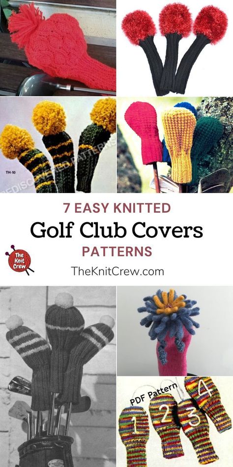 Knitted Golf Club Covers, Knitted Golf Club Covers Free Pattern, Knitted Golf Club Head Covers, Golf Club Covers Knitting Pattern, Golf Club Crochet Covers Pattern, Diy Golf Club Covers, Golf Club Covers Pattern Sewing, Crochet Golf Club Covers Free Pattern, Knit Golf Club Covers