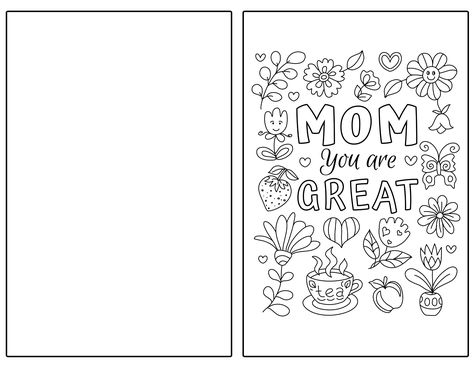 Free Printable Mother's Day Cards To Color For Kids - Happy Toddler Playtime Mother’s Day Card Template For Kids, Mother’s Day Work Sheet, Printable Mothers Day Cards For Kids, Happy Mothers Day Card For Kids, Mother Day Cards, Mothers Day Card Printable, Mothers Day Coloring Cards, Mom Template, Mothers Day Card Template