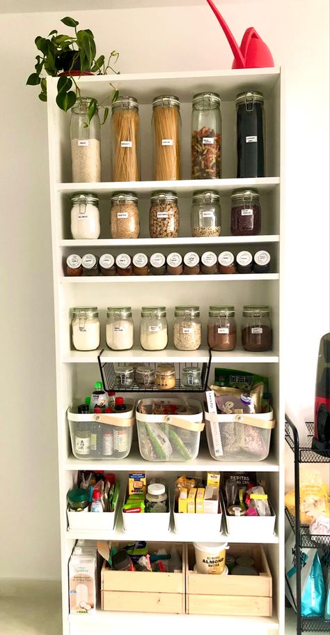 Diy Open Pantry Ideas, Open Shelf Pantry In Kitchen, Ikea Billy Kitchen, Ikea Billy Pantry, Billy Kitchen, Open Pantry Ideas, Open Shelf Pantry, Ikea Pantry, Pantry Closet Design