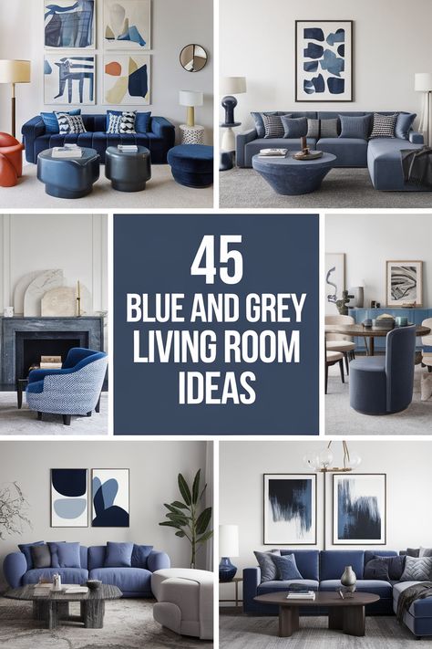 Create a captivating and stylish living room with the perfect blend of blue and grey. Explore 45 stunning ideas that showcase the versatility of this color scheme. From bold blue walls to subtle grey accents, discover how to create a welcoming and sophisticated space with blue and grey living room decor. Grey And Navy Blue Color Palette, Blue Walls Gray Couch, Blue Couch Grey Floor, Living Room Designs With Blue Walls, Smokey Blue Living Room, Blue Gray Living Room Decor, Navy Grey Living Room, Blue Grey Living Room Decor, Blue And Gray Living Room Ideas