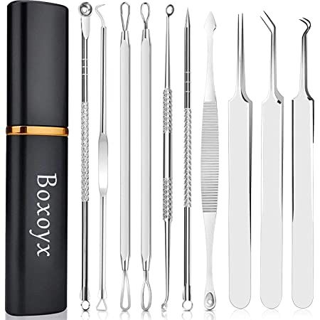 Pimple Popper Tool Kit Blackhead Tweezer, Aooeou Acne Removal Comedone Extractor Kit Pimple Tweezers for Pimples, Blackheads, Blemish, Whitehead, Zit Removing for Forehead Nose Facial Pore Pimple Popper Tool, Pimple Extractor, Ingrown Hair Removal, Comedone Extractor, Zits Popping, Blackhead Remover Tool, Acne Removal, Extractor Tool, Blemish Remover