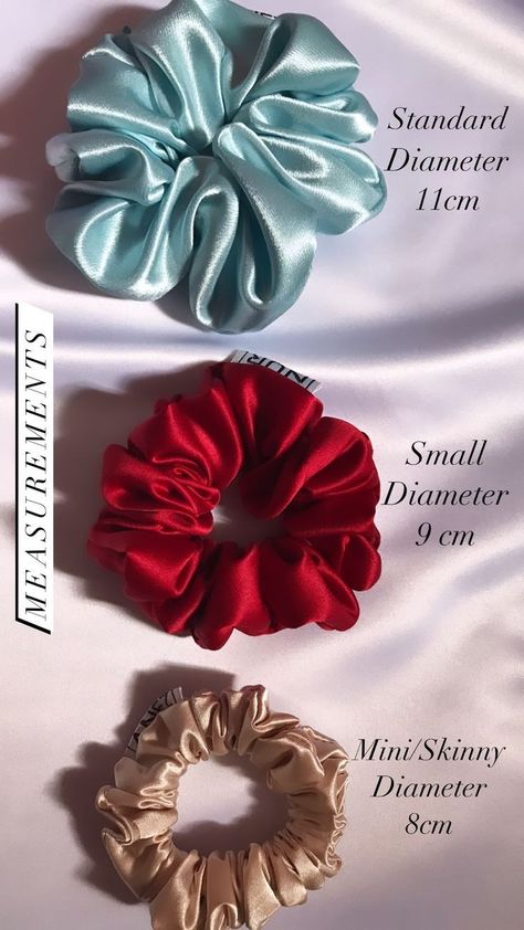 Scrunchies Measurements For Scrunchies, Scranchi Making, Scrunchies Diy Measurements, Hair Bows Diy Ribbon, Embroidered Hair Bows, Diy Hair Scrunchies, Diy Hair Accessories Ribbon, Hair Tie Accessories, Scrunchies Diy