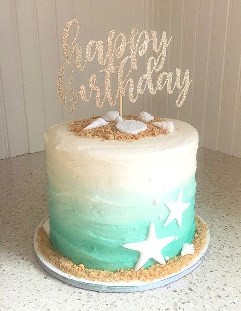 Luca Birthday Cake Ideas, Ocean Birthday Cakes, Coastal Birthday, Beach Birthday Cake, Beach Theme Birthday, Surf Birthday Party, Beach Themed Cakes, 17 Birthday Cake, Ocean Theme Birthday