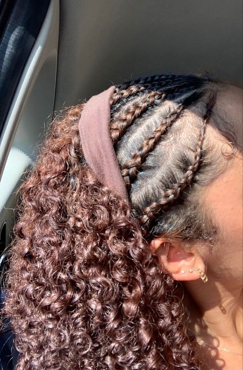 Cornrows With Curls In Back Natural Hair, Hairstyles For Black Curly Hair, Short Curly Braided Hairstyles, Natural Summer Hairstyles Black Women, Braided Curly Hairstyles, Bright Tops, Cornrows Natural Hair, Natural Braids, Quick Natural Hair Styles