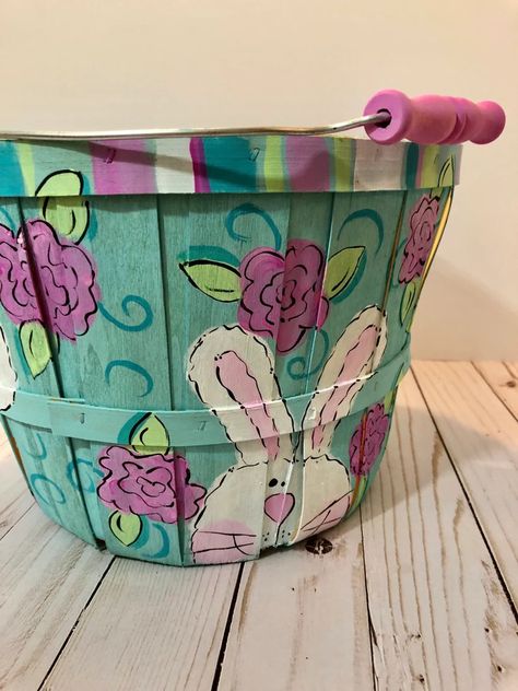 Painted Easter Baskets, Easter Pail, Boys Easter Basket, Girls Easter Basket, Easter Basket Items, Easter Buckets, Easter Egg Basket, Easter Lamb, Easter Bunny Basket