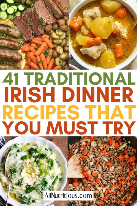 Traditional Irish Dinner, Irish Dinner Recipes, Easy Irish Recipes, Irish Dinner, Irish Recipes Authentic, Irish Beef Stew, Irish Cooking, Welsh Recipes, Irish Recipes Traditional