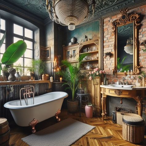 Asian Decor Ideas, Cottage House Ideas, Eclectic Bathroom Ideas, Eclectic Bedroom Ideas, Miniature Zen Garden, Reclaimed Wood Beams, Retro Armchair, Eclectic Bathroom, Charming Cottage