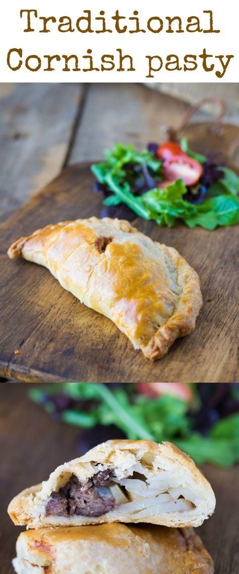 Traditional Cornish pasty are savory packages of beef and potatoes wrapped in flaky, buttery pastry. It makes a wonderful lunch or dinner on a chilly day. Cornish Pasty, Hand Pies Savory, Great British Food, Pasties Recipes, Savory Pastries, Cornish Hen, Cornish Pasties, Fish N Chips, Hand Pie