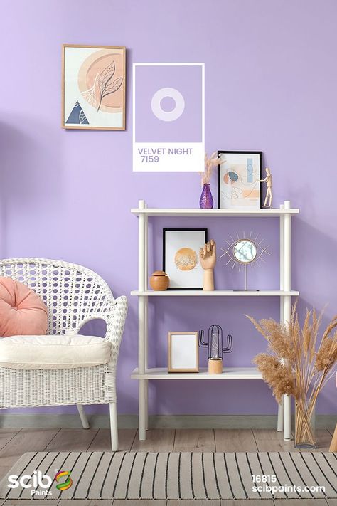 Light Purple Walls Bedroom, Purple Walls Bedroom Ideas, Light Purple Room Ideas, Lavender Room Ideas, Light Purple Bedroom Ideas, Purple Bedroom Wall, Purple Wall Bedroom, Purple Wall Color, Purple Bedroom Walls