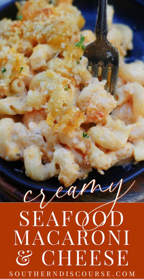 Mac And Cheese Recipe Seafood, Easy Crab Mac And Cheese, Seafood Mac And Cheese Crab Meat, Crab Mac N Cheese Recipe, Baked Crab Mac And Cheese, Seafood Mac And Cheese Recipe Shrimp And Crab, Shrimp And Cheese Recipes, Side Dishes To Go With Seafood, Mac And Cheese With Seafood