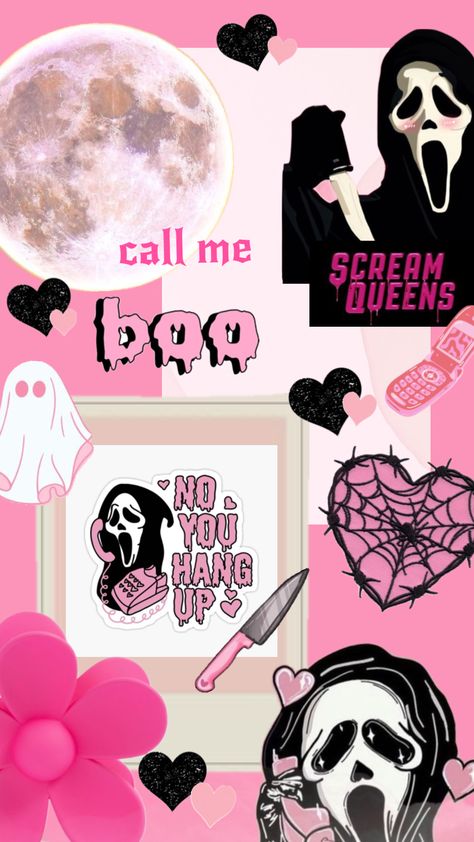 Ghostface Wallpaper Aesthetic, Pink Halloween Aesthetic, Ghost Face Wallpaper Aesthetic, Literally Me Characters, Helloween Wallpaper, Pretty Wallpaper Ipad, Wallpaper Vibes, Hello Kitty Wallpaper Hd, Pink Wallpaper Hello Kitty