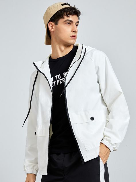 Wind Breaker Outfit Men, Wind Jacket Outfit, Wind Breaker Outfit, Windbreaker Outfit, Men Outerwear, Shein Men, Men Jackets, Hooded Jacket Men, Wind Jacket